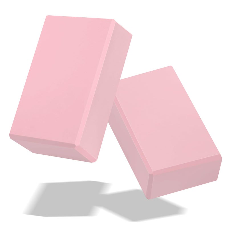 Biguphate Yoga Blocks 2 Pack  EVA Foam Yoga Block Supportive Latex-Free  Non-Slip Exercise Blocks  Yoga Accessories for Pilates  Meditation  Balance  Stretching and Deep Poses (Pink) - Image 1